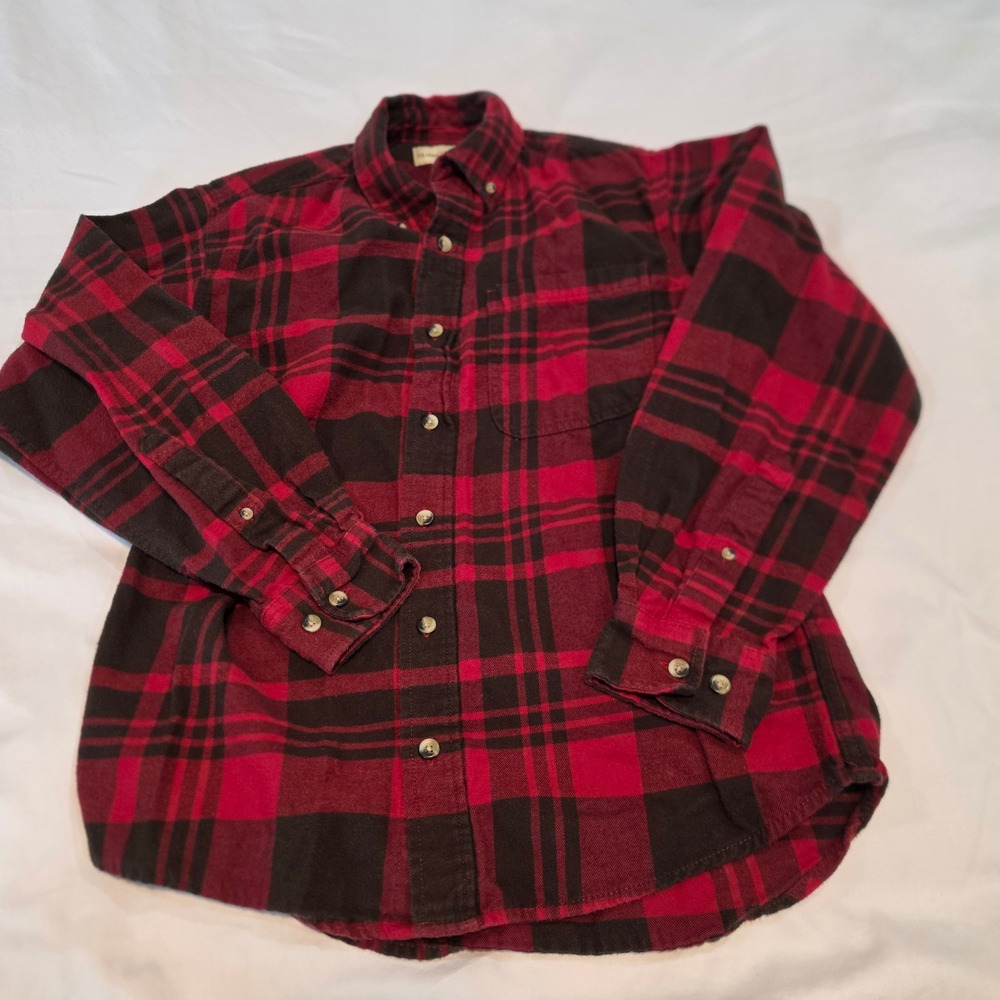 Hobbs Creek Flannel Shirt Mens Small Red Black Excellent Plaid Cotton Button Up